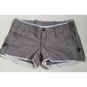 Guess Brown and White Checkered Shorts
